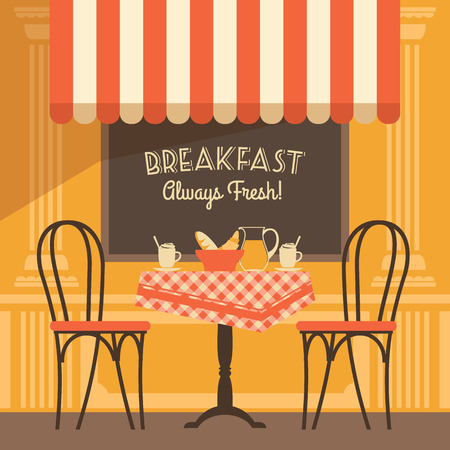 Vector modern flat design illustration of street cafe. Design element.のイラスト素材