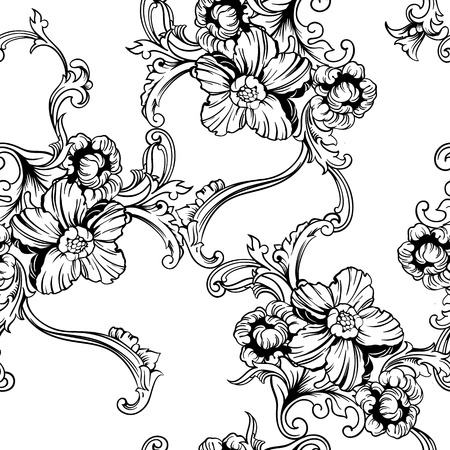 Seamless vector background. Baroque pattern. Design element.のイラスト素材
