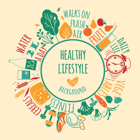 illustration of Healthy lifestyle Elementsのイラスト素材