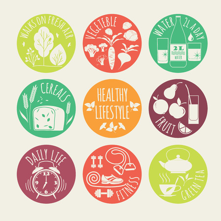 illustration of Healthy lifestyle icon set