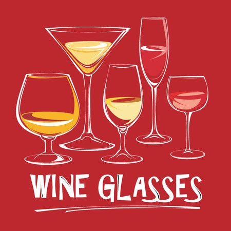 Vector illustration of wine glasses. Design element.のイラスト素材