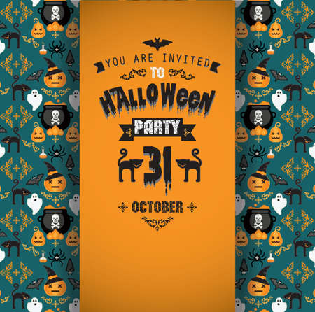 Invitation to Halloween party.Vector illustration.のイラスト素材