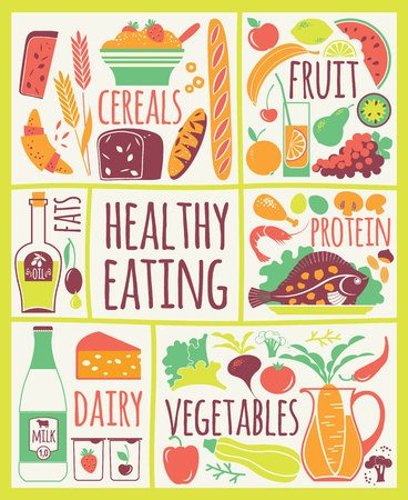 Vector illustration of Healthy Food. Elements for designのイラスト素材