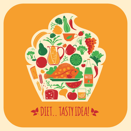 Vector illustration of Healthy Food. Elements for designのイラスト素材
