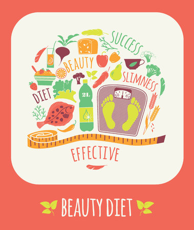Vector illustration of Beauty Diet. Elements for designのイラスト素材