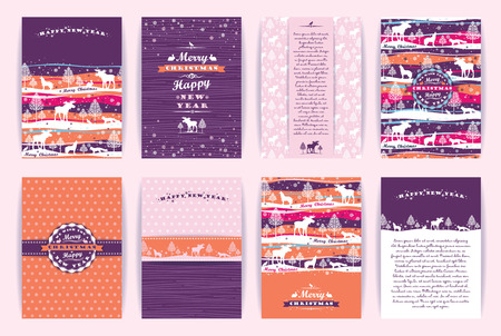 Christmas and New Year Set. Vector Design Templates Collection for Banners, Flyers, Placards, Posters and other use.のイラスト素材
