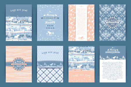 Christmas and New Year Set. Vector Design Templates Collection for Banners, Flyers, Placards, Posters and other use.のイラスト素材