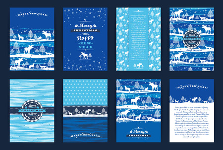 Christmas and New Year Set. Vector Design Templates Collection for Banners, Flyers, Placards, Posters and other use.のイラスト素材
