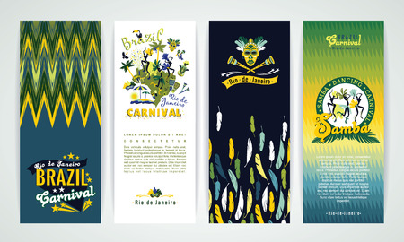 Vertical banners set with Brazil Carnival Backgrounds. Elements for designのイラスト素材
