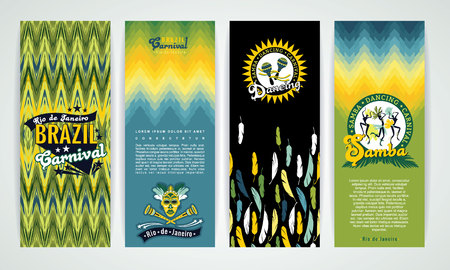 Vertical banners set with Brazil Carnival Backgrounds. Elements for designのイラスト素材