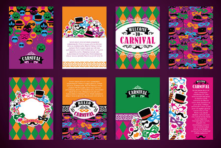 Celebration festive background with carnival icons and objects. Vector Design Templates Collection for Banners, Flyers, Placards, Posters and other use.のイラスト素材
