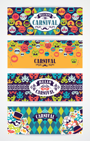 Celebration festive background with carnival icons and objects. Vector Design Templates Collection for Banners, Flyers and other use.のイラスト素材