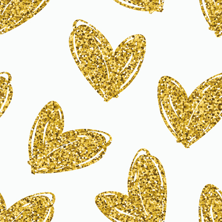 Vector seamless pattern with hand drawn glitter hearts. Design element for valentines day, save the date, wedding stationary and other users.のイラスト素材