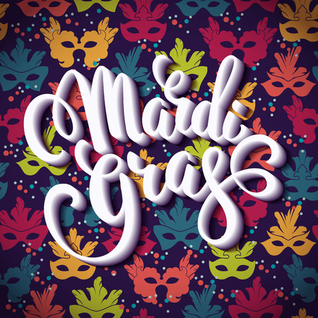 Mardi Gras. Glittering lettering design for Banners. Vector illustrationのイラスト素材