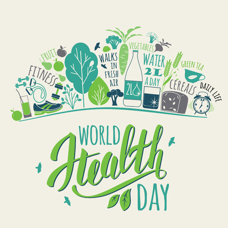 World health day concept with healty lifestyle illustration.のイラスト素材