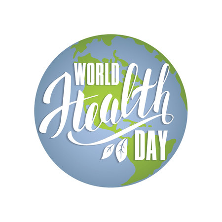 World health day concept with planet Earth. Vector illustration.のイラスト素材