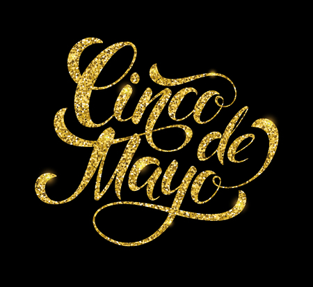 Cinco de Mayo glittering lettering design. Vector illustrationのイラスト素材