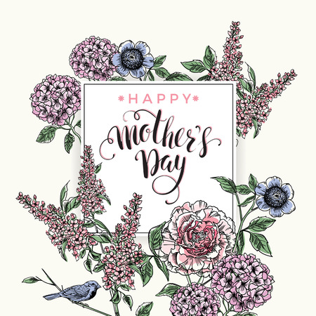 Happy Mothers Day lettering. Mothers day greeting card. Vector illustration.のイラスト素材