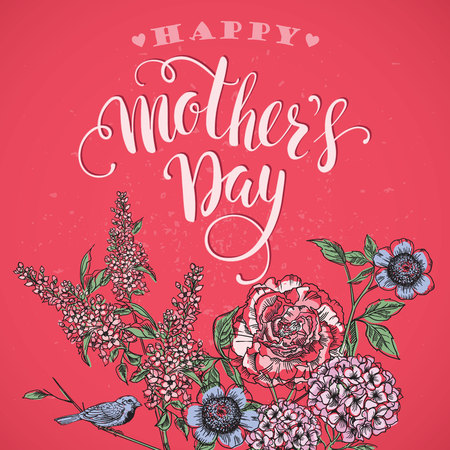 Happy Mothers Day lettering. Mothers day greeting card. Vector illustration.のイラスト素材