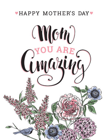 Happy Mothers Day lettering. Mothers day greeting card. Vector illustration.のイラスト素材