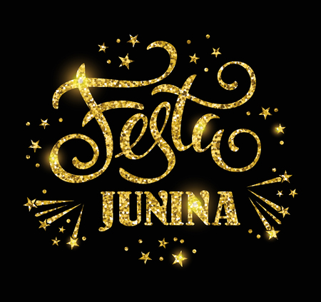 Latin American holiday, the June party of Brazil. Lettering design. Vector illustrationのイラスト素材