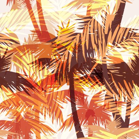 Tropical summer print with palm. Seamless patternのイラスト素材