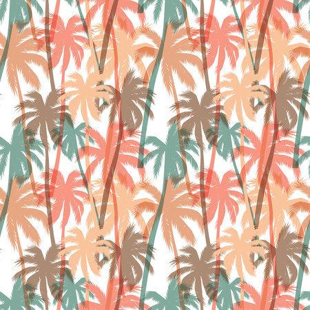 Tropical summer print with palm. Seamless patternのイラスト素材