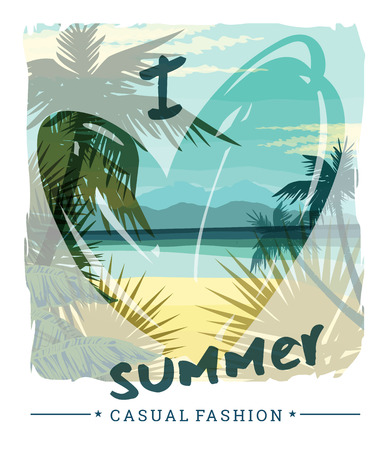 Tropical summer print with slogan for t-shirt graphic and other uses. Vector illustrationのイラスト素材