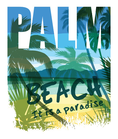 Tropical beach summer print with slogan for t-shirt graphic and other uses. Vector illustrationのイラスト素材