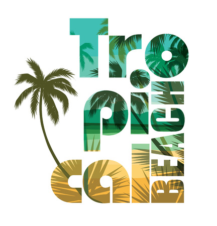 Tropical beach summer print with slogan for t-shirt graphic and other uses. Vector illustrationのイラスト素材
