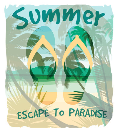 Tropical beach summer print with slogan for t-shirt graphic and other uses. Vector illustrationのイラスト素材