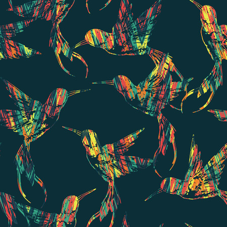 Tropical seamless pattern with bird. Vector illustrationのイラスト素材