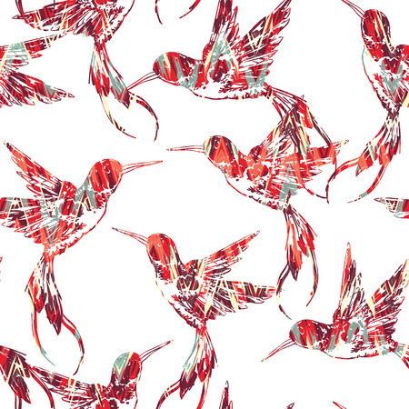 Tropical seamless pattern with bird. Vector illustrationのイラスト素材