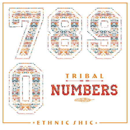 Tribal ethnic numbers for t-shirts, posters, card and other uses. Trendy style.のイラスト素材