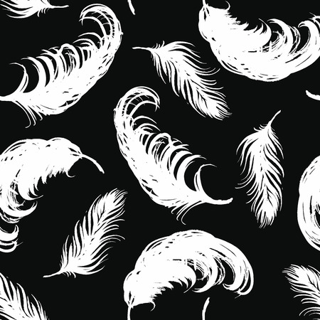 Vector seamless pattern with abstract feathers.のイラスト素材