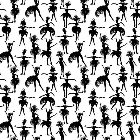 Vector seamless pattern with dancing women.のイラスト素材