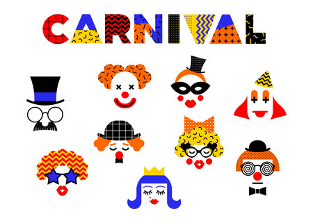 Carnival illustration in Memphis style.のイラスト素材