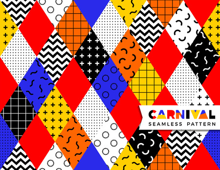 Carnival seamless pattern in Memphis style.のイラスト素材