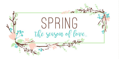 Spring frame of branches and leaves.のイラスト素材