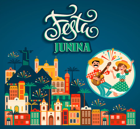 Latin American holiday, the June party of Brazil. Vector illustrationの写真素材