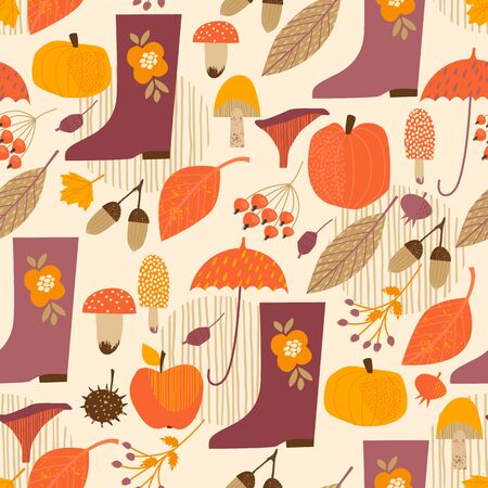Abstract autumn seamless pattern. Vector background for various surface.のイラスト素材