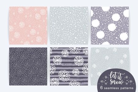 Set of winter pattern with snow and snowflakes.のイラスト素材