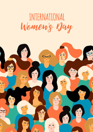 International Womens Day. Vector template with for card, poster, flyer and other usersのイラスト素材
