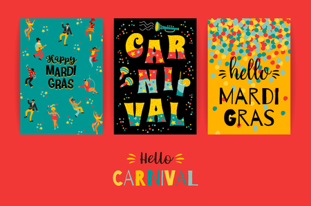 Hello carnival templates for Mardi Gras concept illustration.のイラスト素材