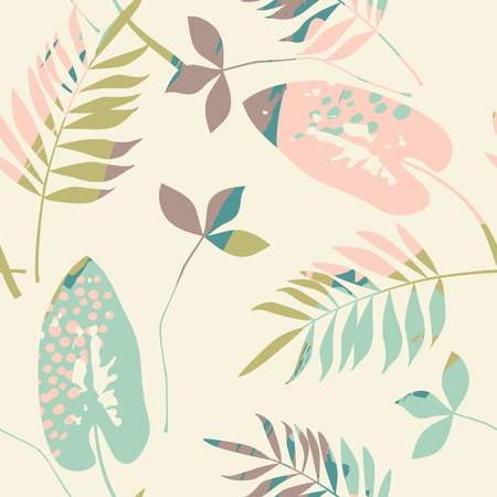 Abstract floral seamless pattern with trendy hand drawn textures. Modern abstract design for paper, cover, fabric, interior decor and other usersのイラスト素材