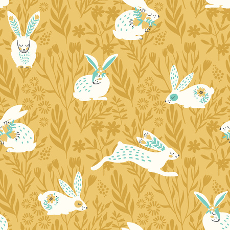 Vector seamless pattern with bunnies for Easter and other users.のイラスト素材