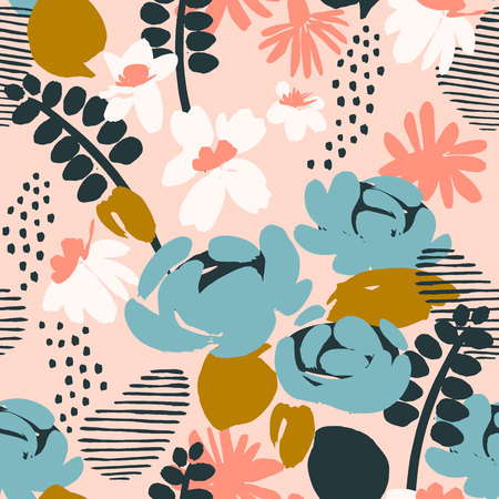 Floral seamless pattern. Vector design for paper, cover, fabric, interior decor and other usersのイラスト素材