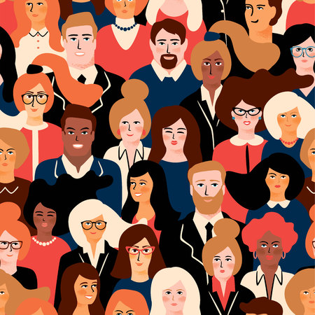 Back to office. Vectior seamless pattern with office workers.のイラスト素材