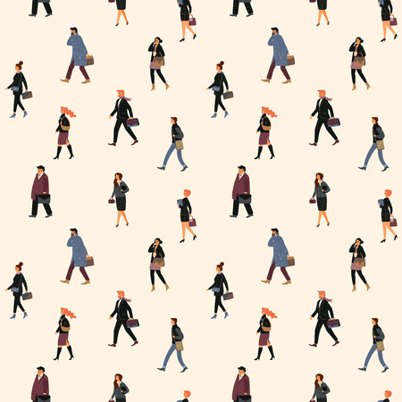 Seamless pattern with people going to work.の写真素材