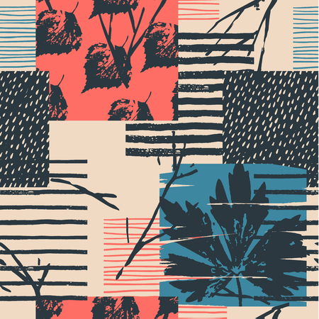 Abstract autumn seamless pattern with leaves.のイラスト素材
